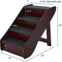 Frisco Deluxe Foldable Wooden Carpeted Cat & Dog Stairs -Pet Store 156781 PT3. AC SS1800 V1569621868