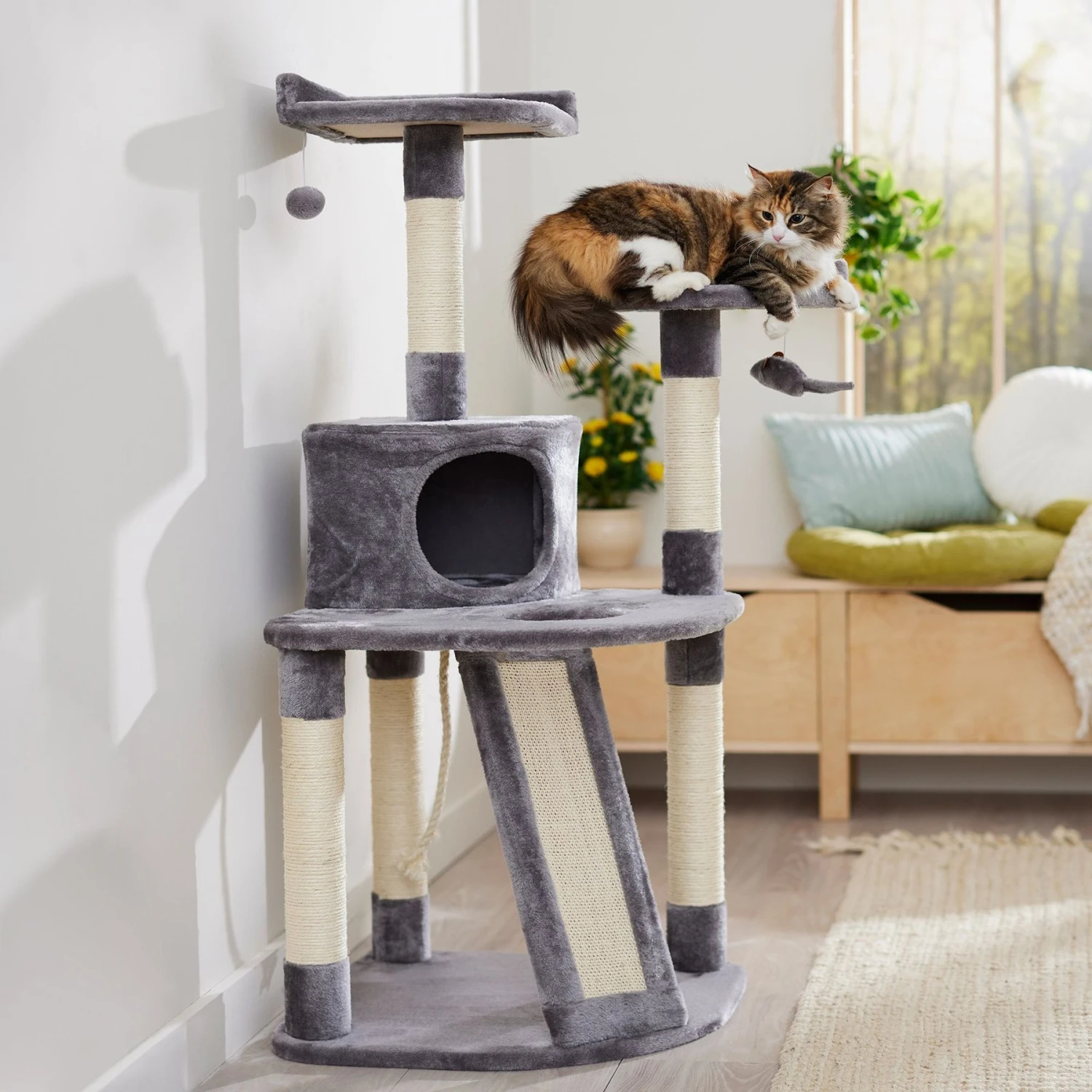 Frisco 48-in Faux Fur Cat Tree & Condo Frisco 48-in Faux Fur Cat Tree & Condo -Pet Store 163748 MAIN. AC SS1800 V1680036191