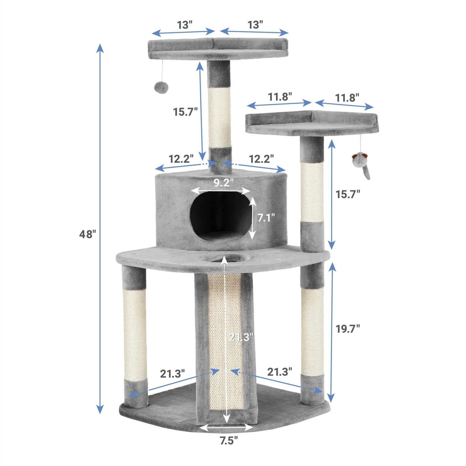 Frisco 48-in Faux Fur Cat Tree & Condo Frisco 48-in Faux Fur Cat Tree & Condo -Pet Store 163748 PT1. AC SS1800 V1584452001