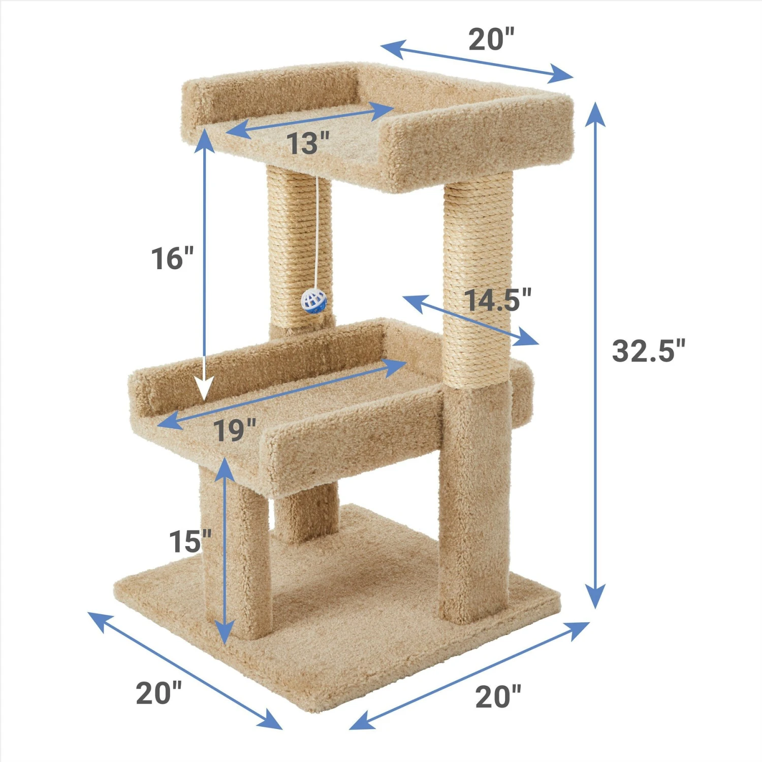 Frisco 32-in Real Carpet Wooden Cat Tree with Toy Frisco 32-in Real Carpet Wooden Cat Tree With Toy -Pet Store 208920 PT1. AC SS1800 V1667226956