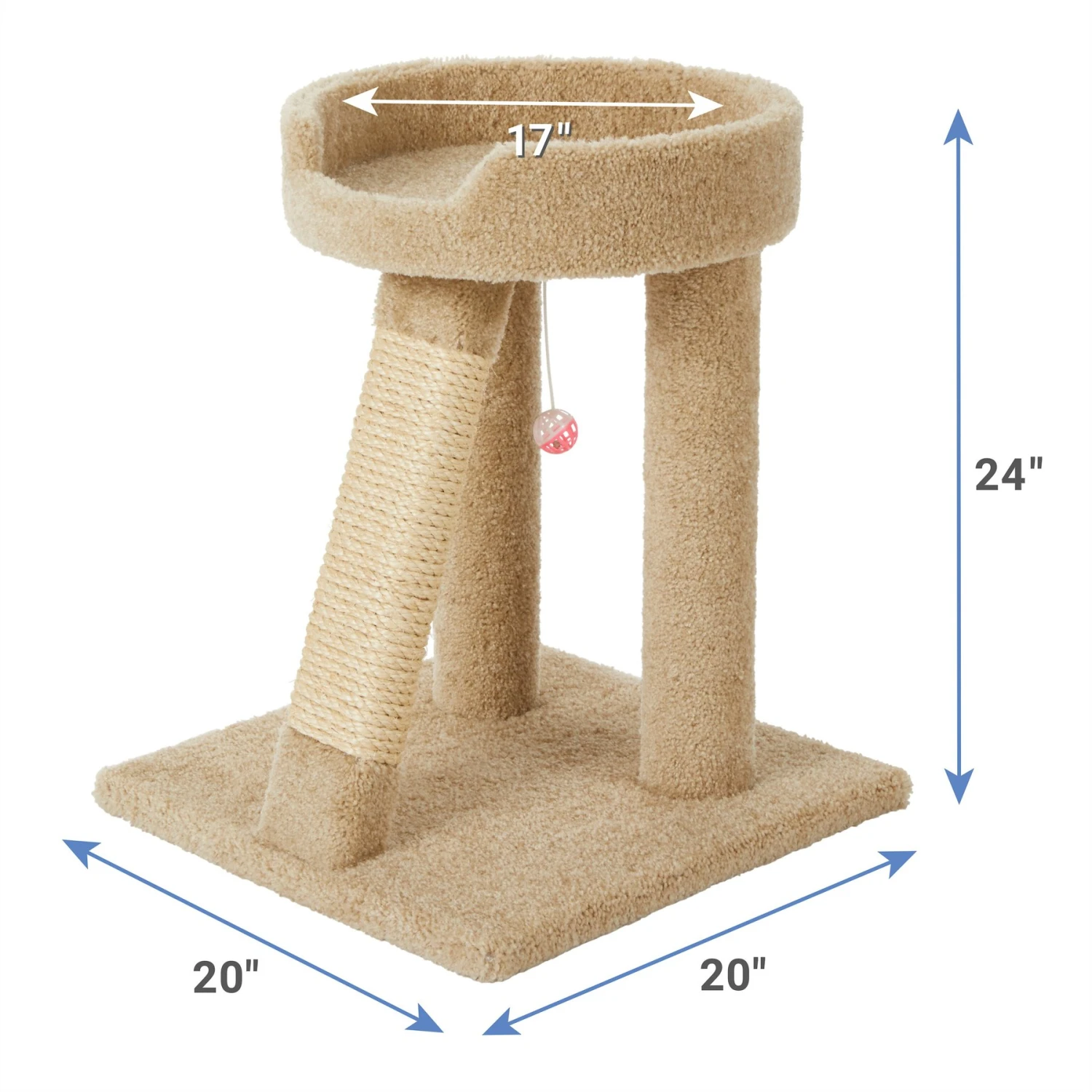 Frisco 24-in Real Carpet Cat Scratching Perch with Toy Frisco 24-in Real Carpet Cat Scratching Perch With Toy -Pet Store 208960 PT2. AC SS1800 V1590072620