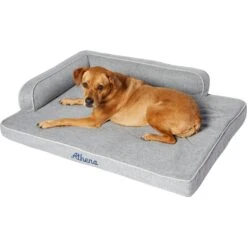 Frisco Faux Linen Corner Personalized Bolster Dog Bed W/Removable Cover, Harbour Blue, XL -Pet Store 262161 PT2. AC SS1800 V1615568485