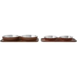 Frisco Silicone Stainless Steel Double Diner Dog & Cat Bowl, Brown -Pet Store 277551 PT5. AC SS1800 V1627936139