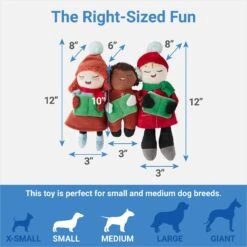 Frisco Holiday Carolers Plush Squeaky Dog Toy, 3 Count -Pet Store 287169 PT1. AC SS1800 V1637704664