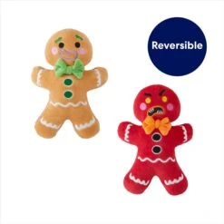 Frisco Holiday Naughty Or Nice Gingerbread Man Reversible Plush Squeaky Dog Toy -Pet Store 287217 PT2. AC SS1800 V1695045721