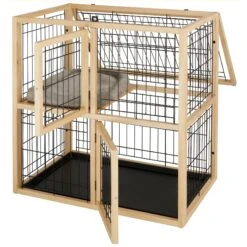 Frisco Collapsible Wood & Wire Cat Cage Playpen, 2 Level -Pet Store 323214 PT3. AC SS1800 V1645493866