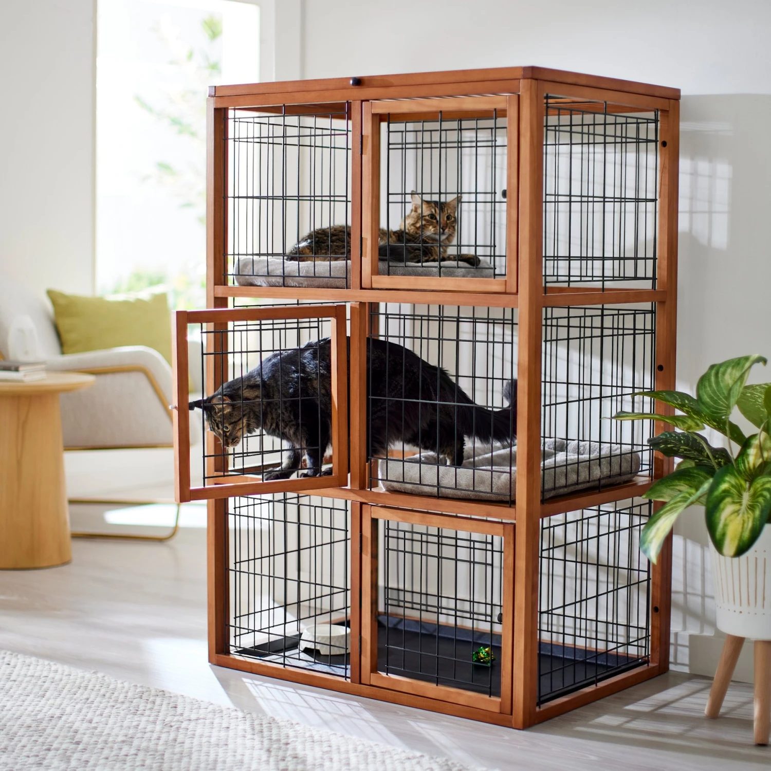 Frisco Collapsible Wood & Wire Cat Cage Playpen, 3 Level Frisco Collapsible Wood & Wire Cat Cage Playpen, 3 Level -Pet Store 323215 MAIN. AC SS1800 V1645473422