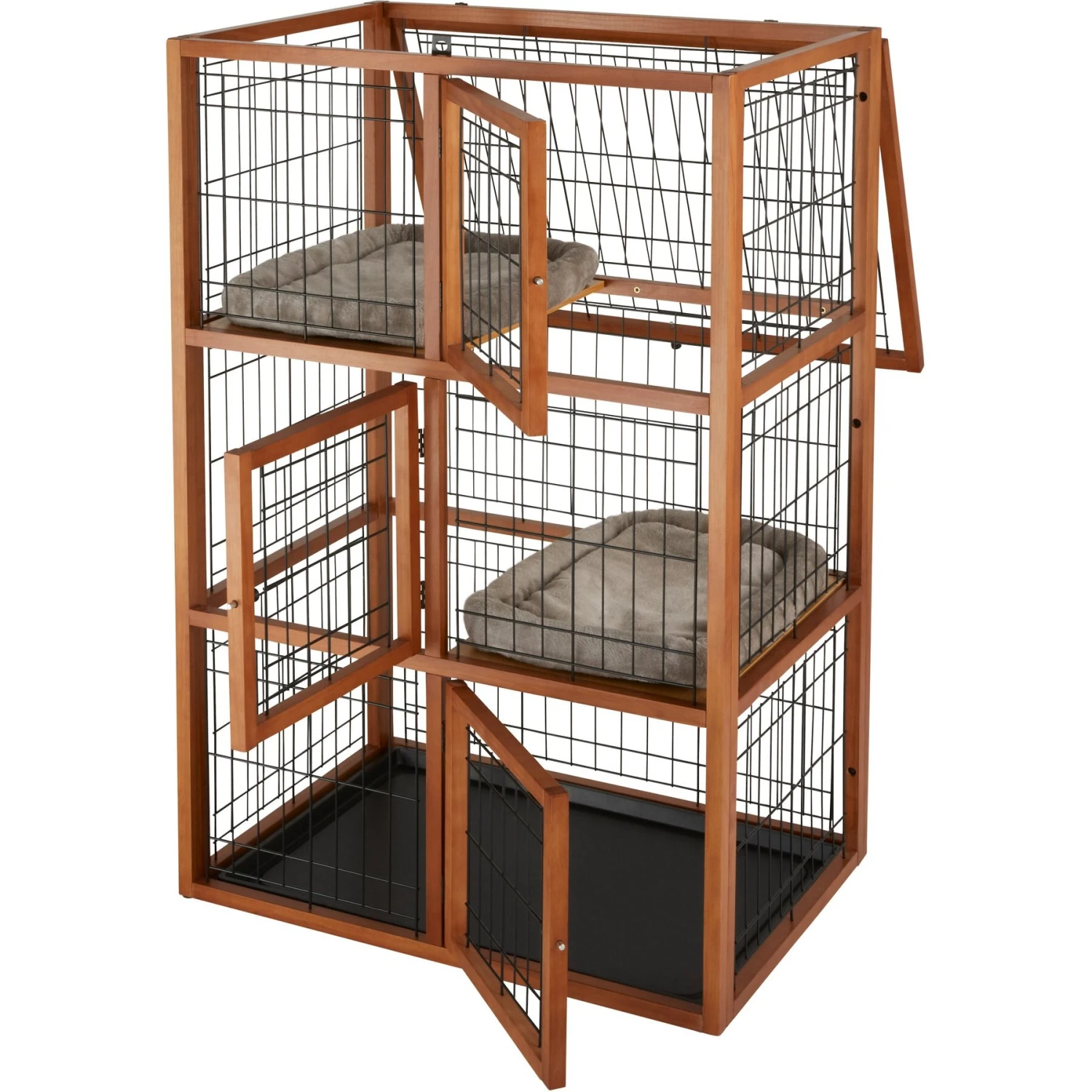 Frisco Collapsible Wood & Wire Cat Cage Playpen, 3 Level Frisco Collapsible Wood & Wire Cat Cage Playpen, 3 Level -Pet Store 323215 PT3. AC SS1800 V1645497221