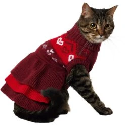 Frisco Nordic Sequin Dog & Cat Sweater Dress