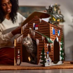 Frisco Holiday Log Cabin Cardboard Cat House & Frisco Holiday Santa's Workshop Cardboard Cat House -Pet Store 986198 PT4. AC SS1800 V1698258175