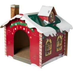 Frisco Holiday Log Cabin Cardboard Cat House & Frisco Holiday Santa's Workshop Cardboard Cat House -Pet Store 986198 PT5. AC SS1800 V1698257790